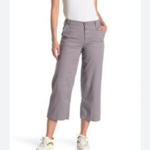 J. Crew Women’s Button Fly Gray Cropped Wide Leg Twill Pants Size 4P